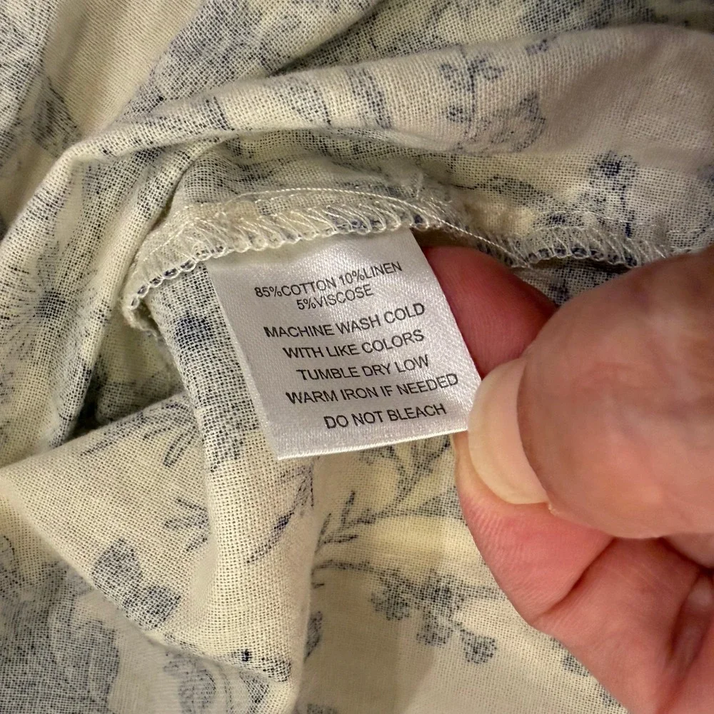 Just Found Blue & White Toile Cottagecore Prairie Dress Open Back Midi, size M - Picture 11 of 15